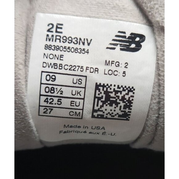New Balance 993 Navy White Made In USA Mens Size 9 2E Used MR993NV Sneaker Shoes main image 5